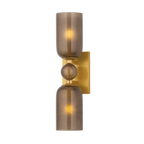 Aplique de pared HURLEYVILLE de 2 luces en latón envejecido con pantallas de cristal bronce texturizado